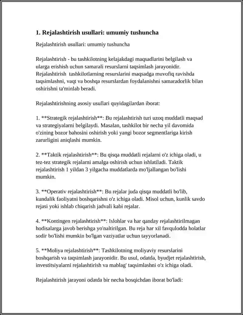 REJALASHTIRISH USULLARI (GANTT DIAGRAMMASI, PERT, CPM) 4