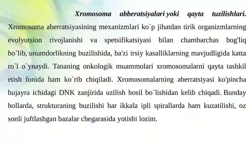 Xromosoma abberatsiyalari yoki qayta tuzilishi 4