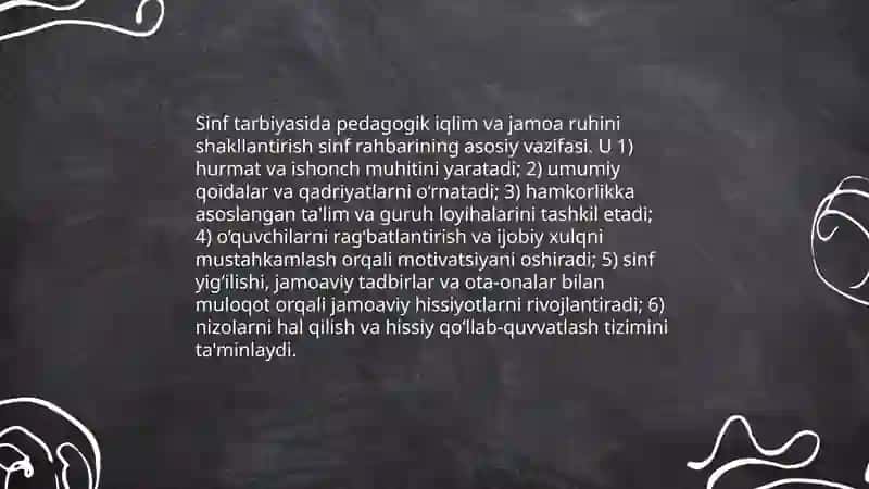 Sinf Rahbarining Faoliyati 4