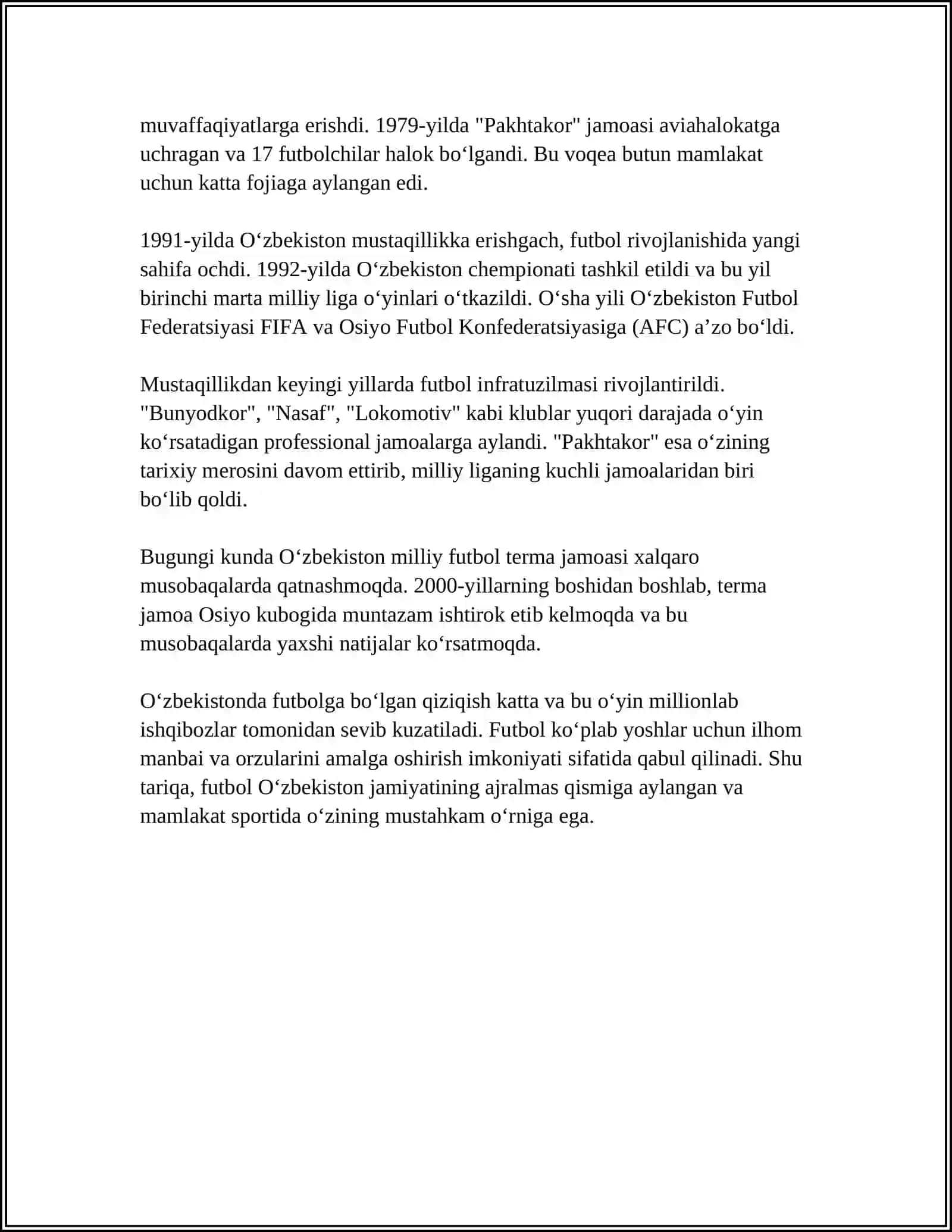O'zbek futbolining rivojlanish tarixi 4