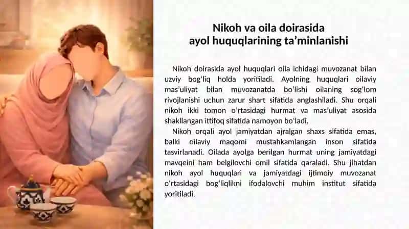 Shayx Muhammad Sodiq Muhammad Yusufning "Baxtiyor oila" asarida oilaviy hayotda ayollar huquqlari 4