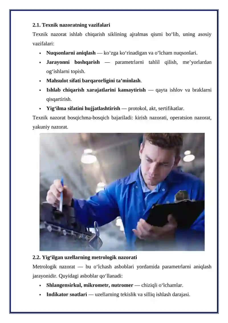 YIG‘ISH SIFATI NAZORATI 4
