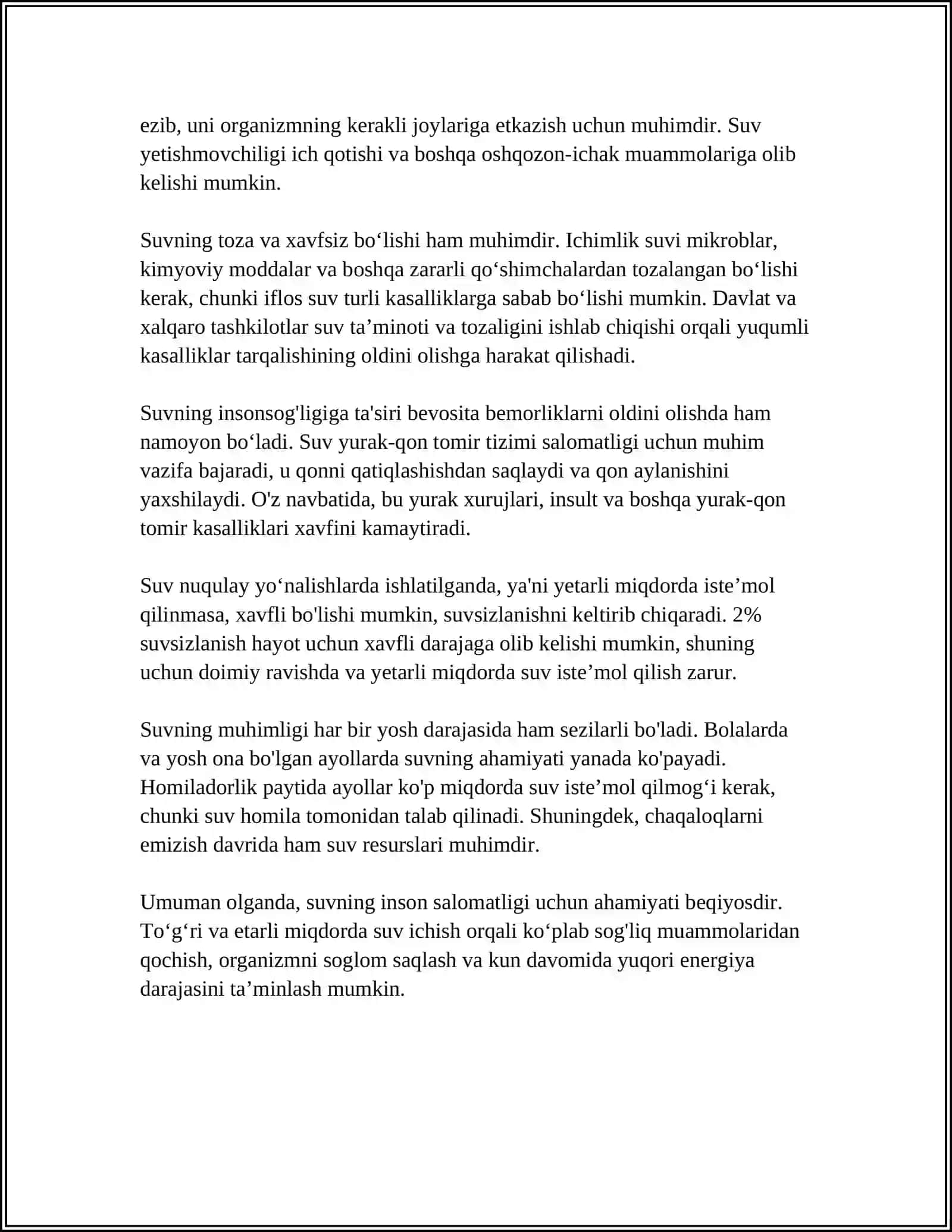 INSON HAYOTIDA SUVNING AHAMIYATI 4