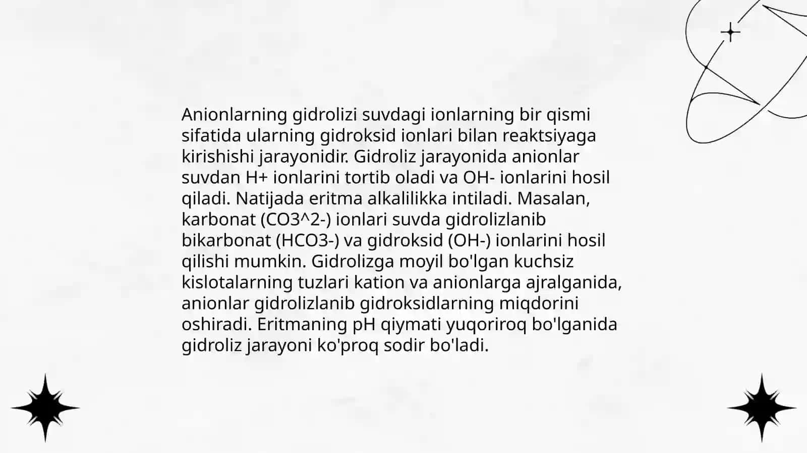 Duzlarning gidrolizi HP. Suvning ion kopaymasi 4