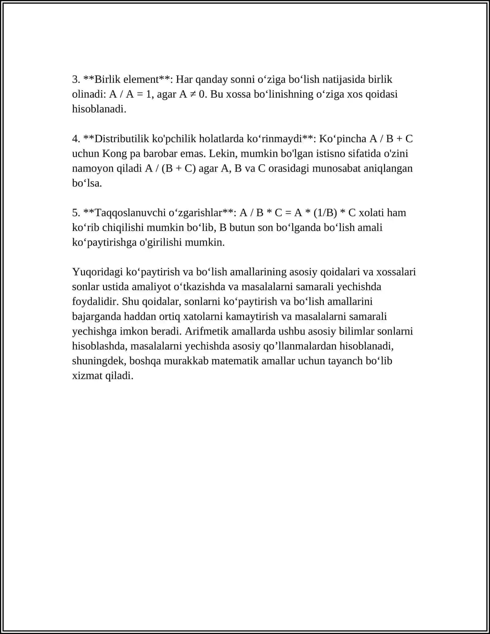 KOʻPAYTIRISH VA BOʻLISH METODIKASI 4