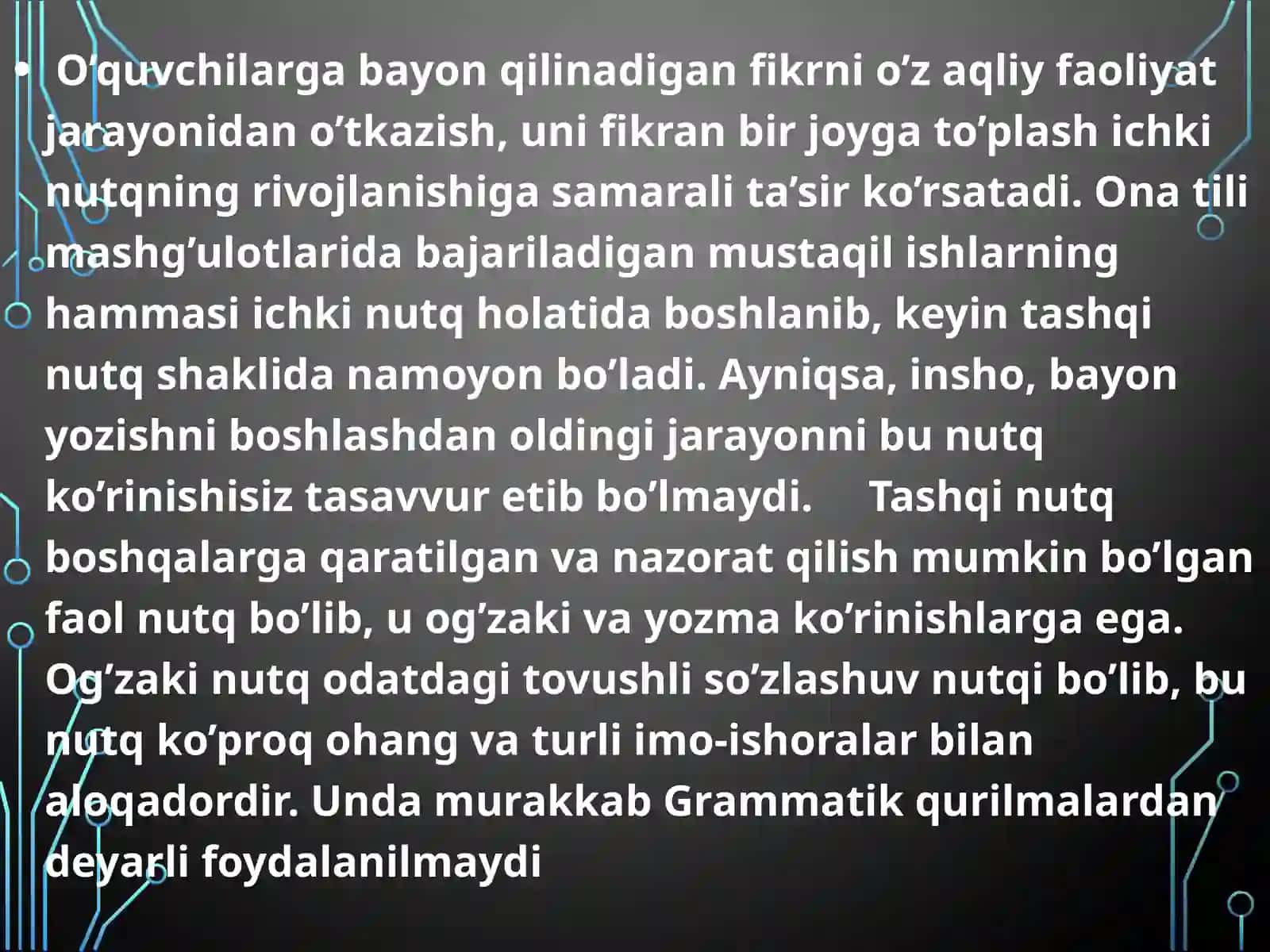 Ta’lim jarayonida og’zaki va yozma nutq masalalari 4