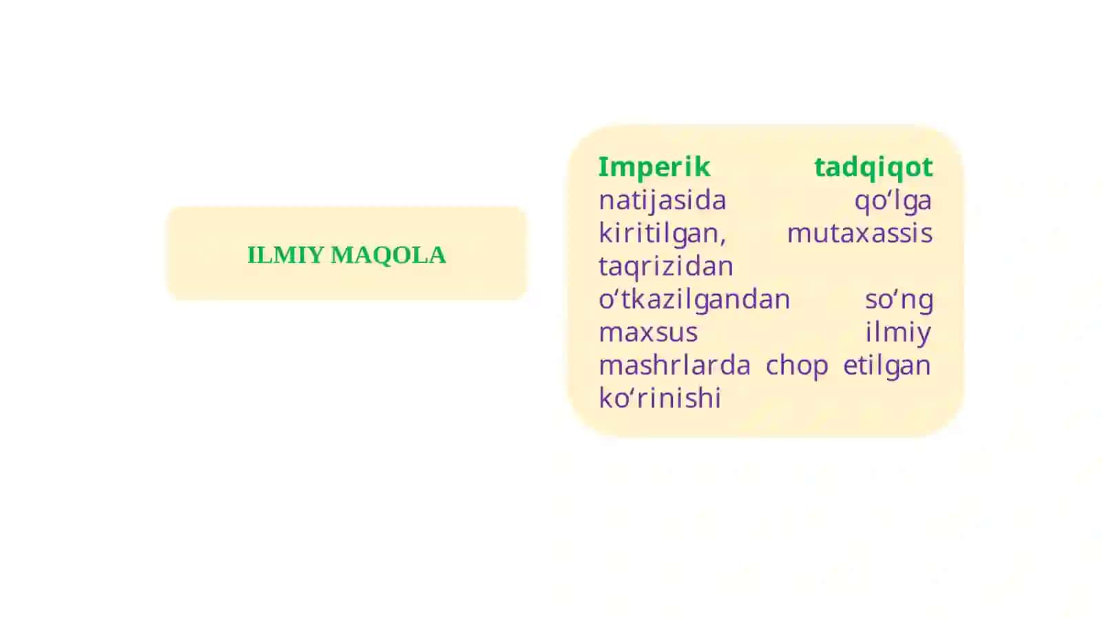 KICHIK ILMIY TADQIQOT VA UNING TARKIBIY QISMLARI. TAQRIZ 4
