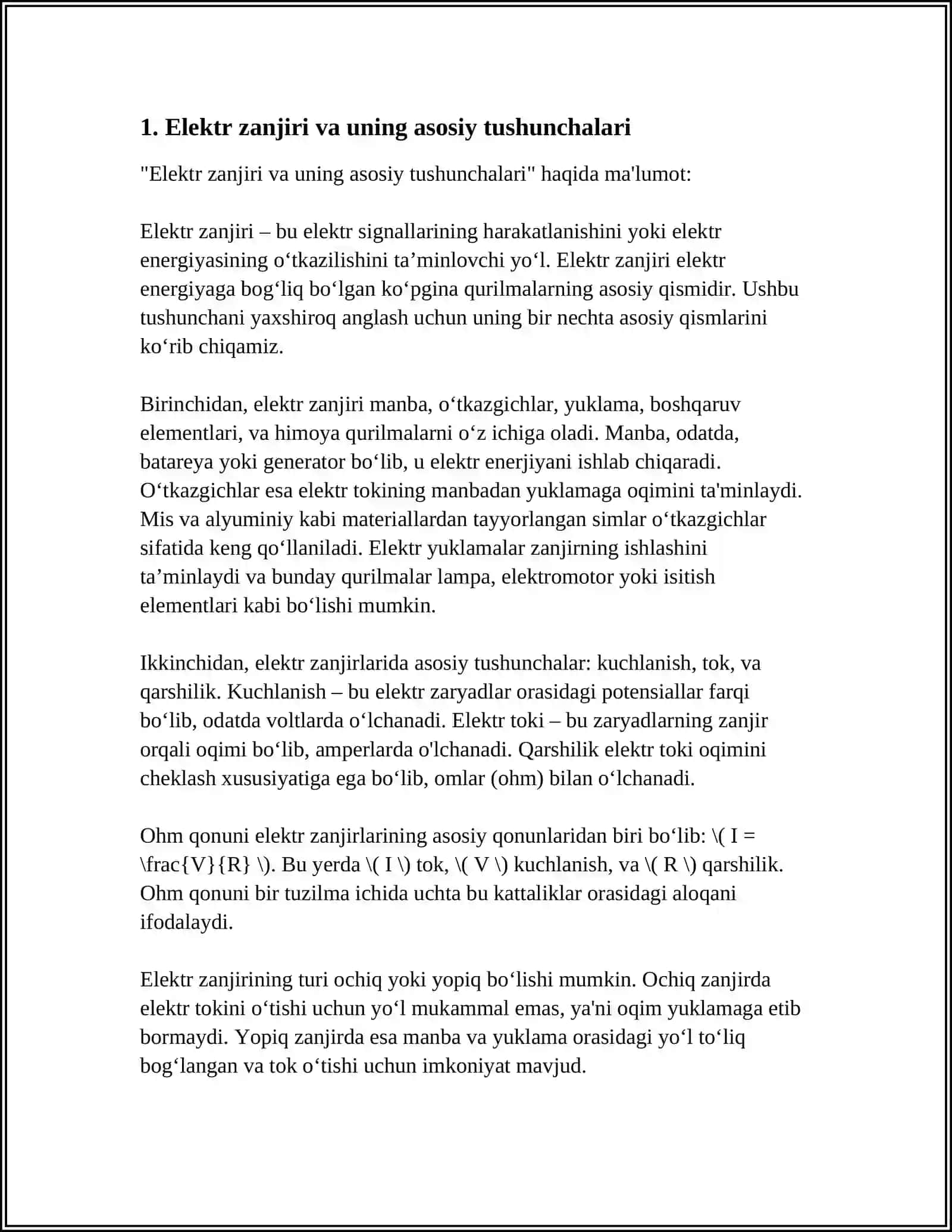 Elektr Zanjirlari Tushunchalari 4