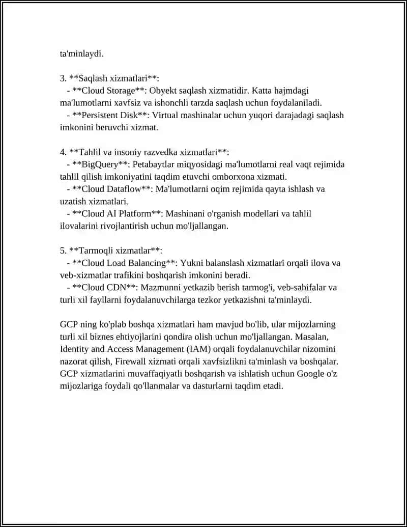 BULUTLI TEXNOLOGIYALAR: GOOGLE VA MICROSOFT VOSITALARI VA XIZMATLARI 4