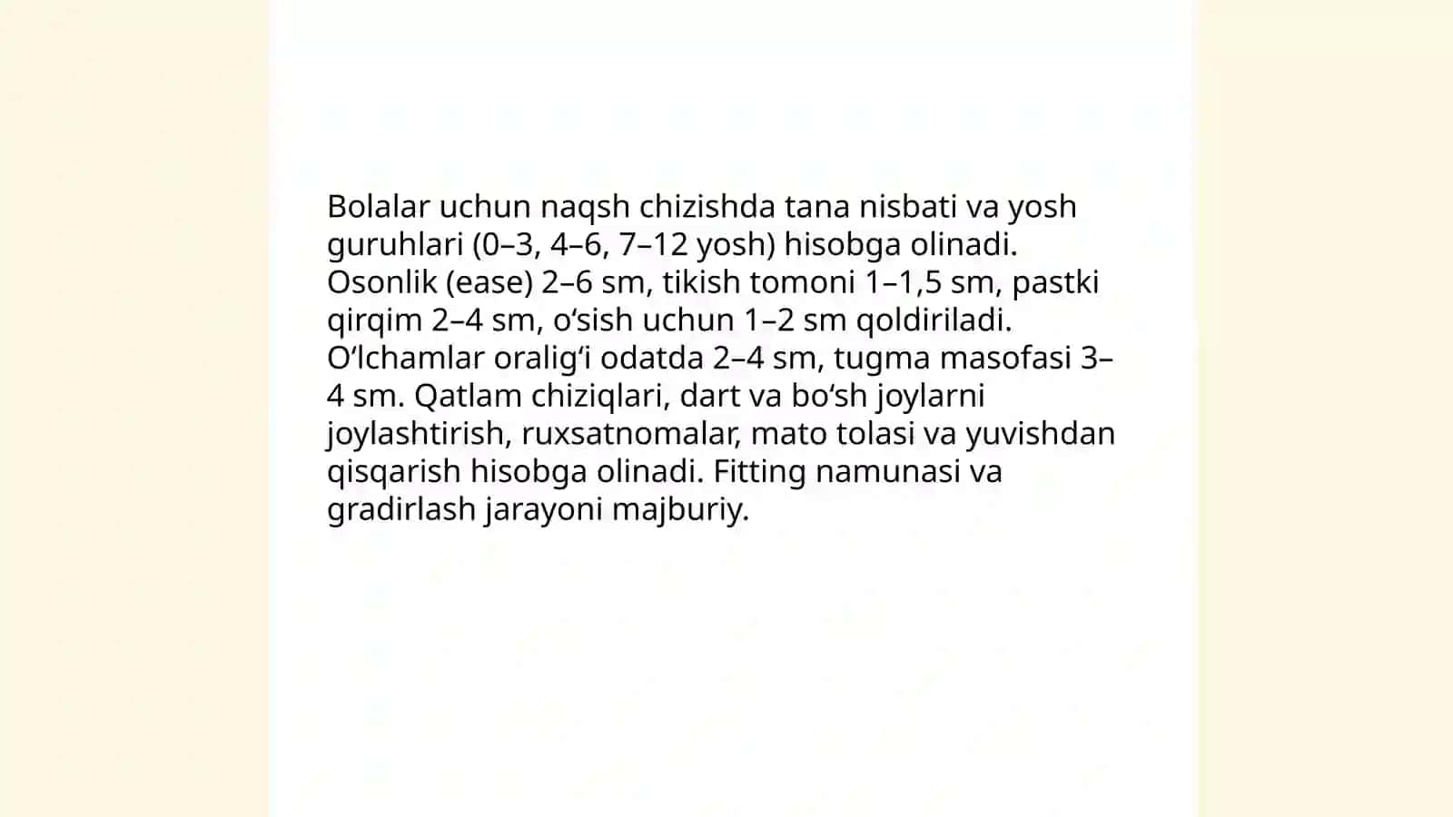 Bolalar kiyimini konstruksiyalash 4