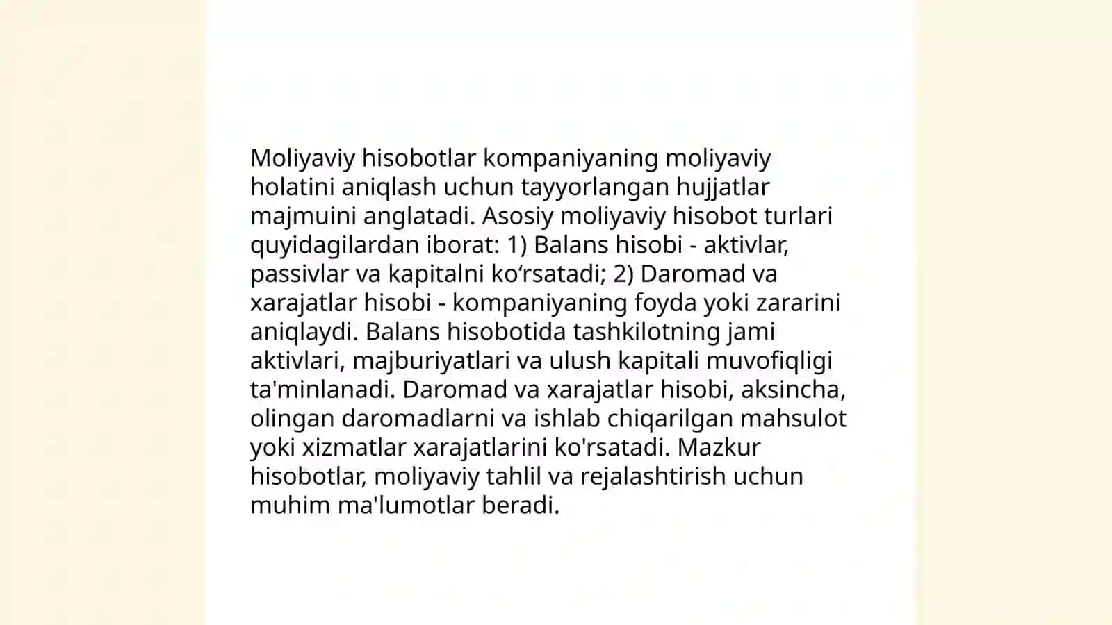Moliyaviy hisobot tahlili faniga kirish 4