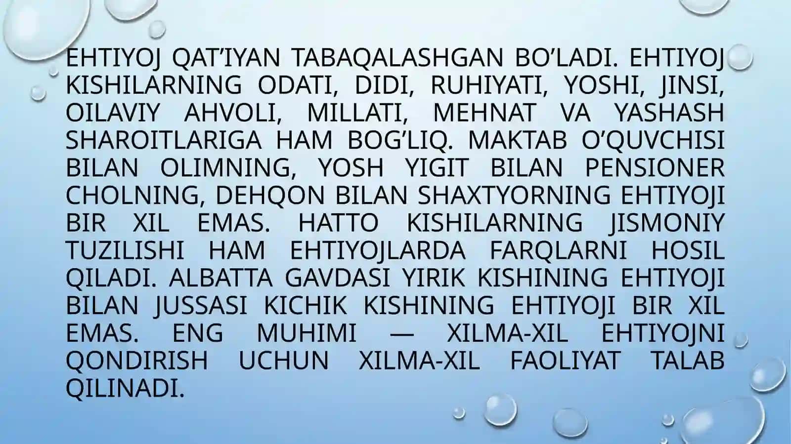 EHTIYOJLAR VA UNING QONDIRILISHI 4