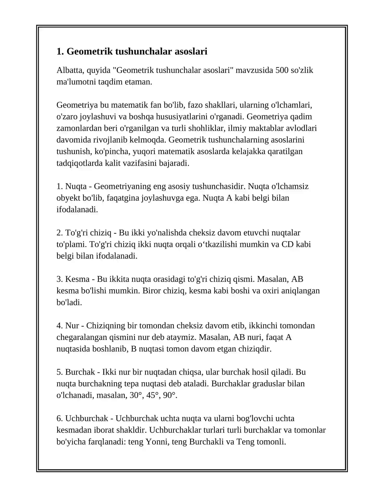 GEOMETRIK TUSHUNCHALAR VA BOSHQARUVNING DASTLABKI MATEMATIK MODELLARI 4