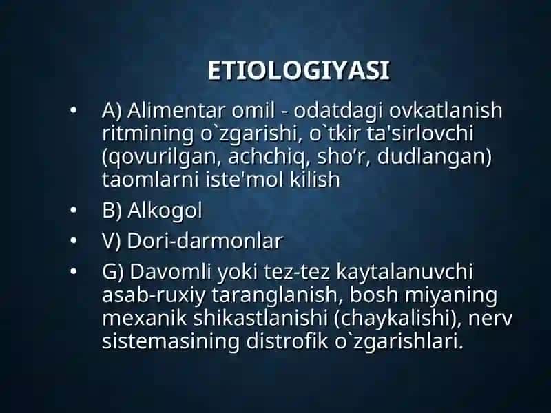 ME'DA VA O`N IKKI BARMOQLI ICHAK YARA KASALLIGI 4
