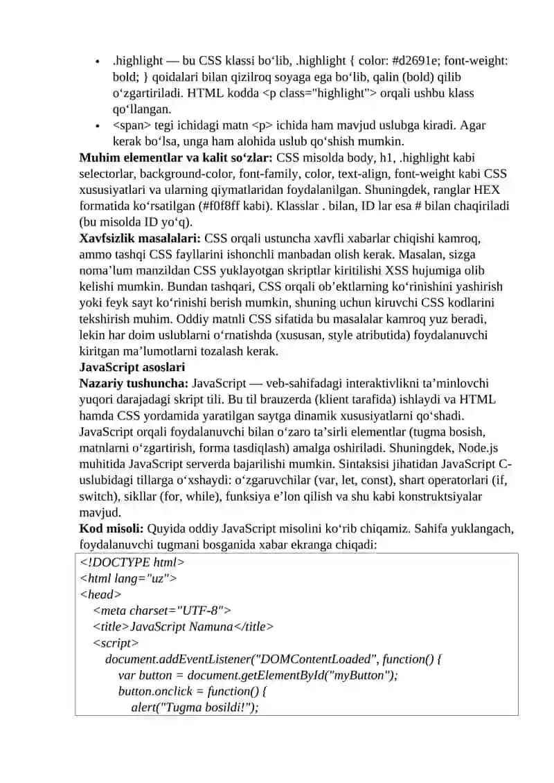 Veb dasturlash tillari va sintaksisi 4