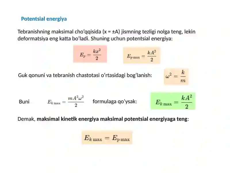 Xususiy Tebranishlarda Energiyaning O'zgarishi va uning Grafigi 4