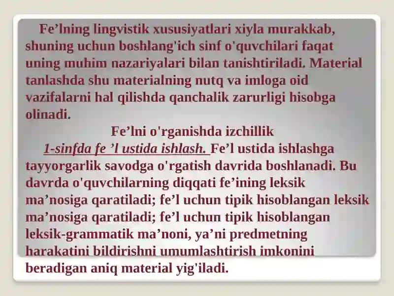 Fe’l ni o‘rganish metodikasi 4