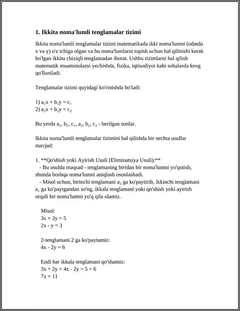 IKKI NOMAʼLUMLI IKKITA CHIZIQLI BOʻLMAGAN TENGLAMALAR SISTEMASI 4