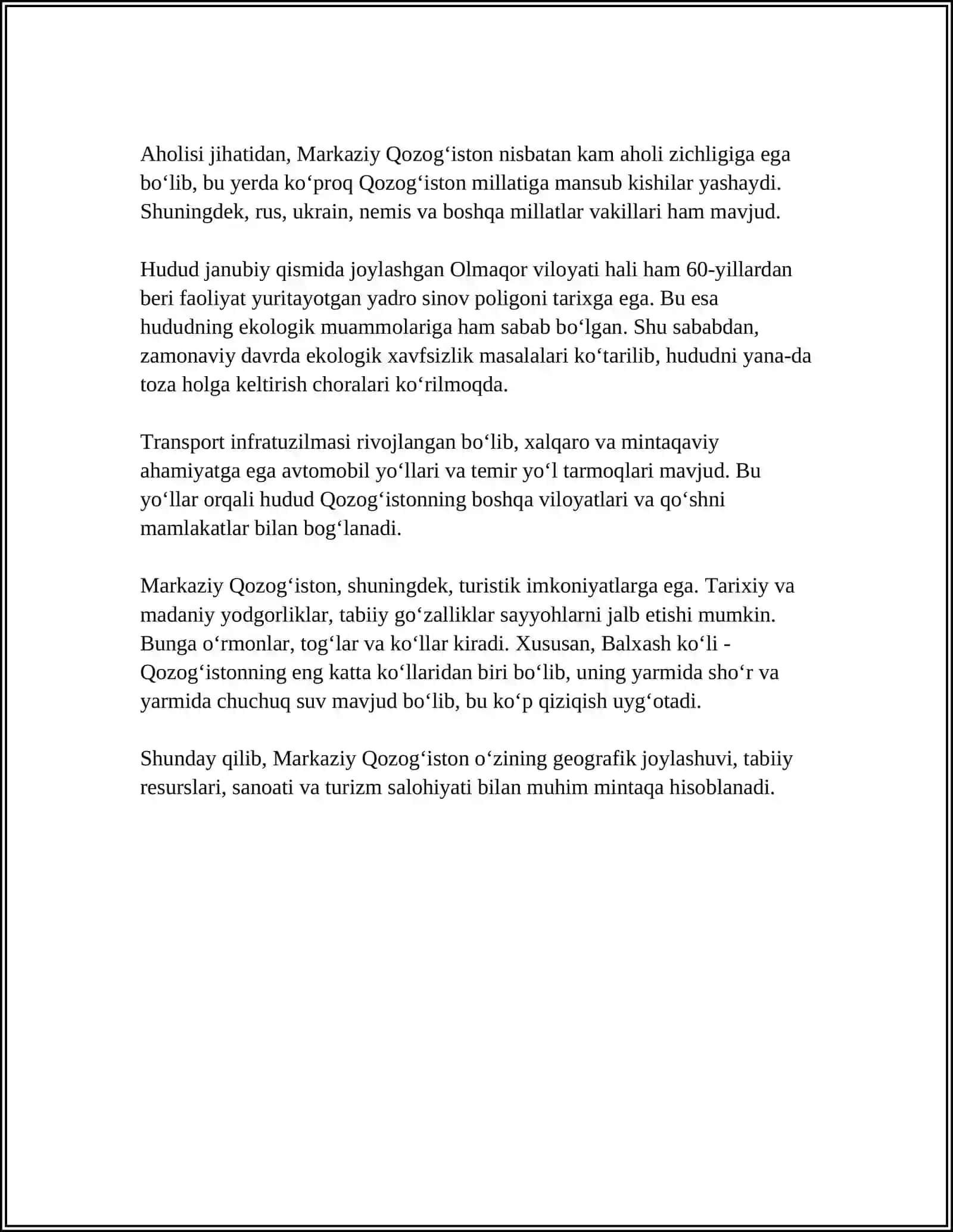 MARKAZIY QOZOGʻISTONGA TABIIY GEOGRAFIK TAVSIF 4