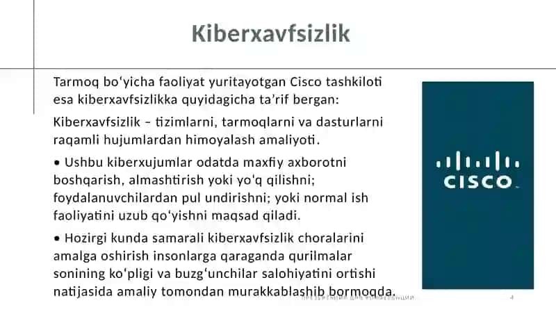 KIBERXAVFSIZLIKSIYOSATIAQSH YONDASHUVI 4