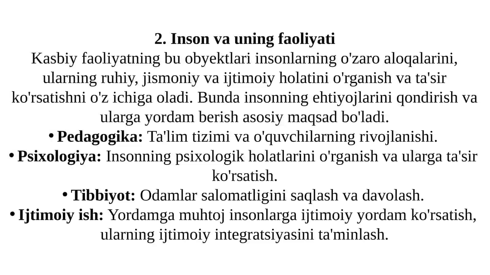 Kasbiy faoliyatning obyektlari 4
