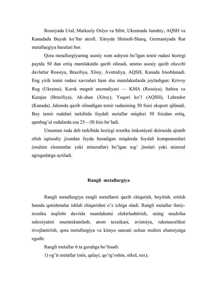 Markaziy Osiyo metalurgiya sanoati. 4