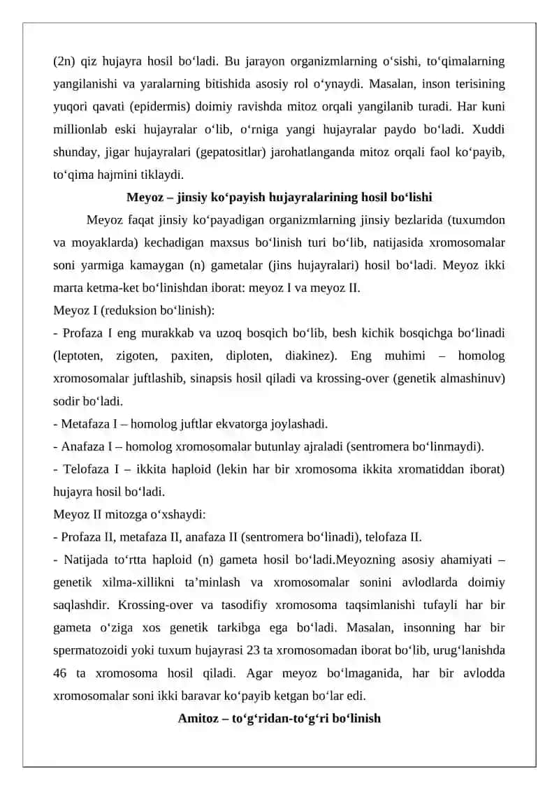 Hujayralarning bo‘linish turlari 4