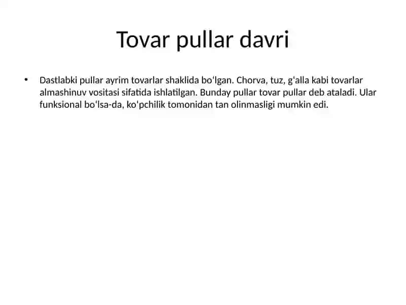 Pul shakllari va turlari evolutsiyasi 4