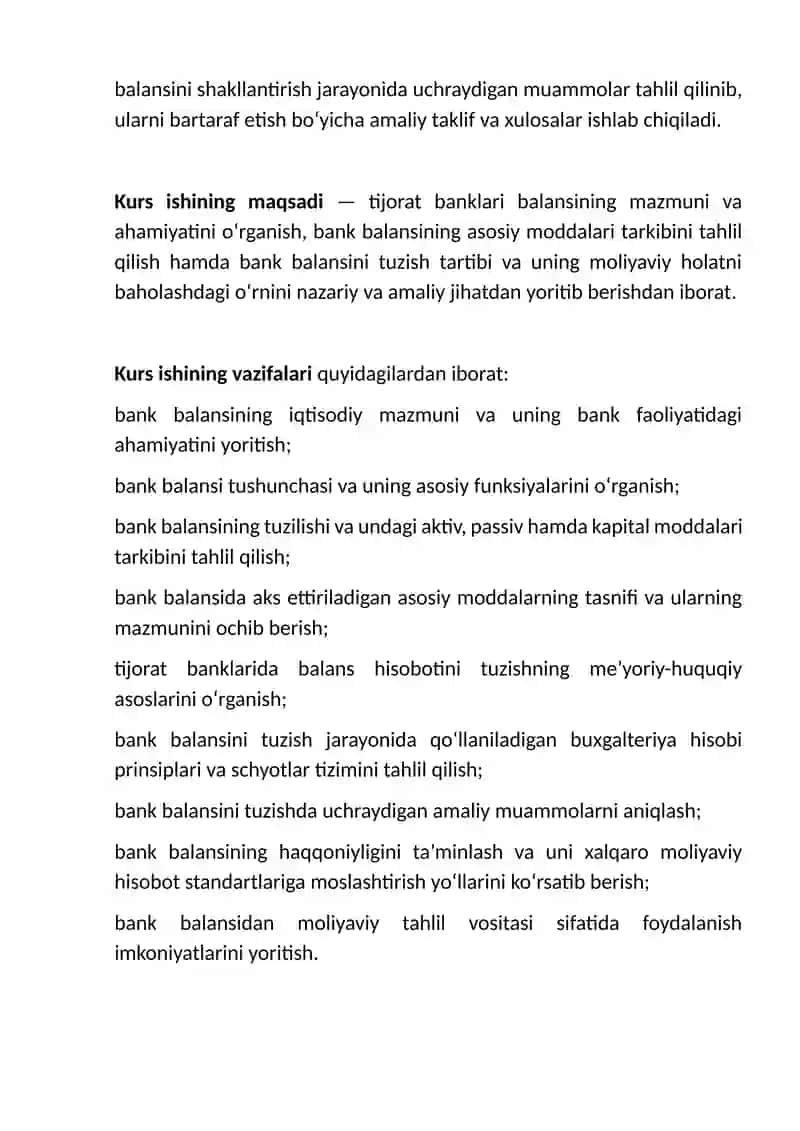 Bank balansi, uning moddalari va tuzish tartibi. 4