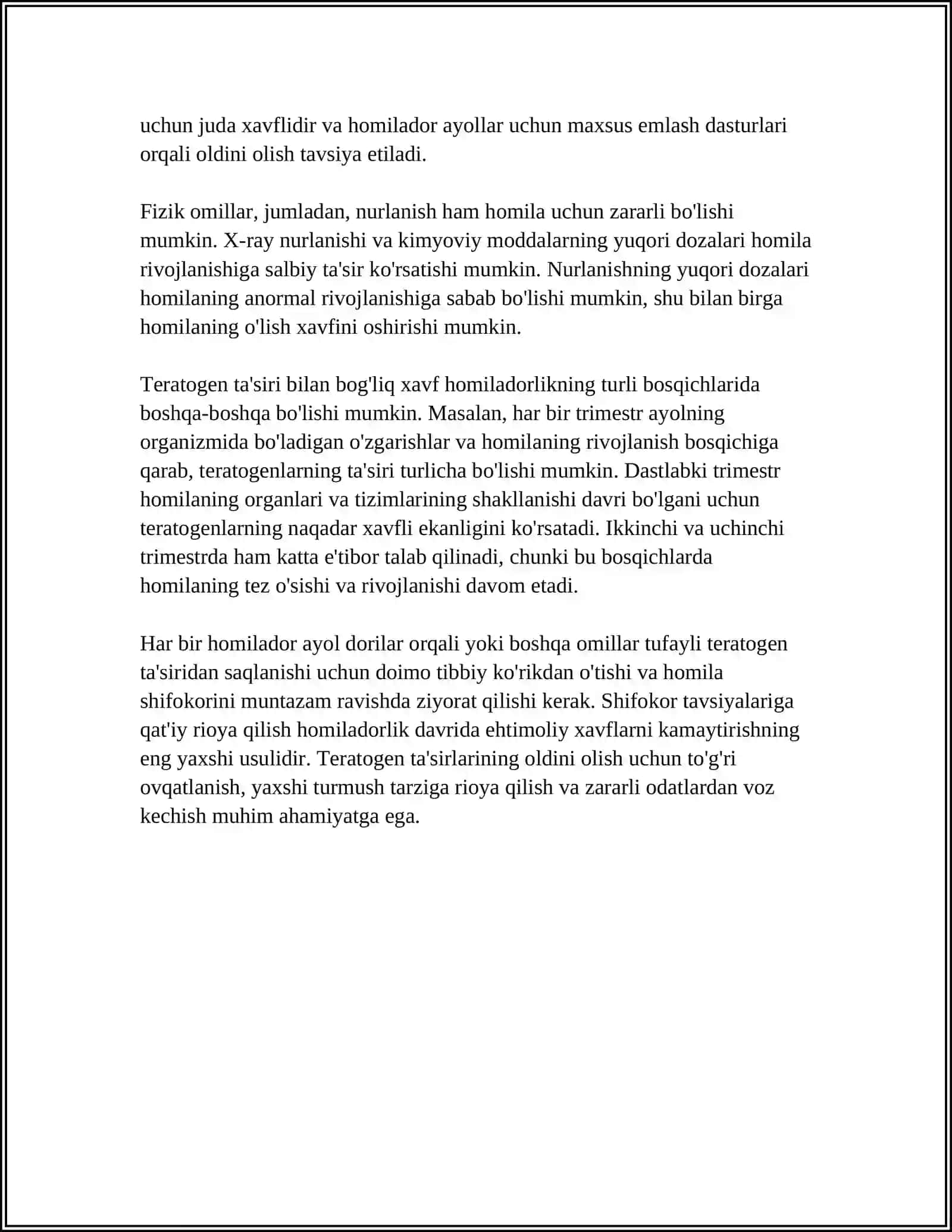 DORI VOSITALARINING HOMLAGA TASIRI 4