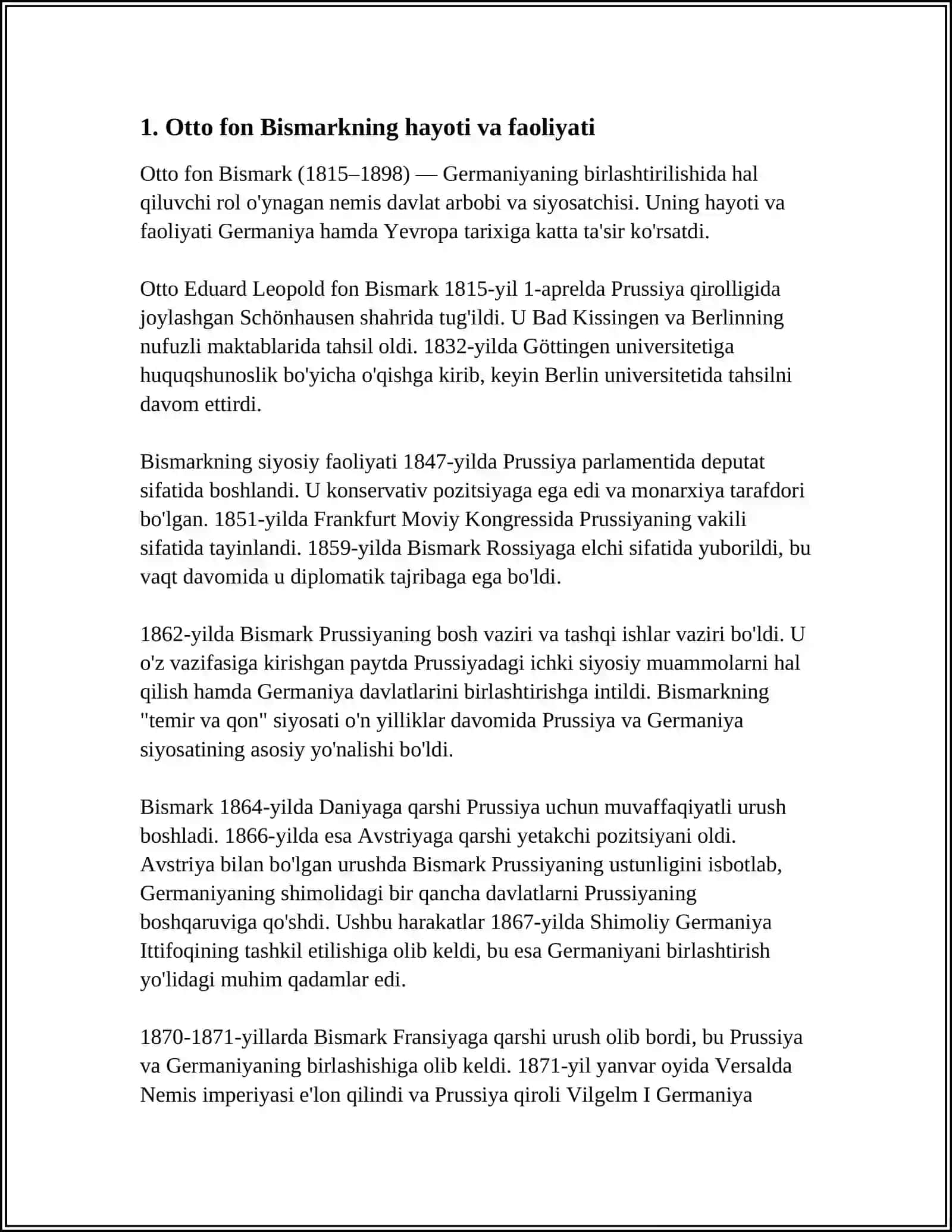 OTTOFON BISMARK MAVZUSIDA REFERAT 4