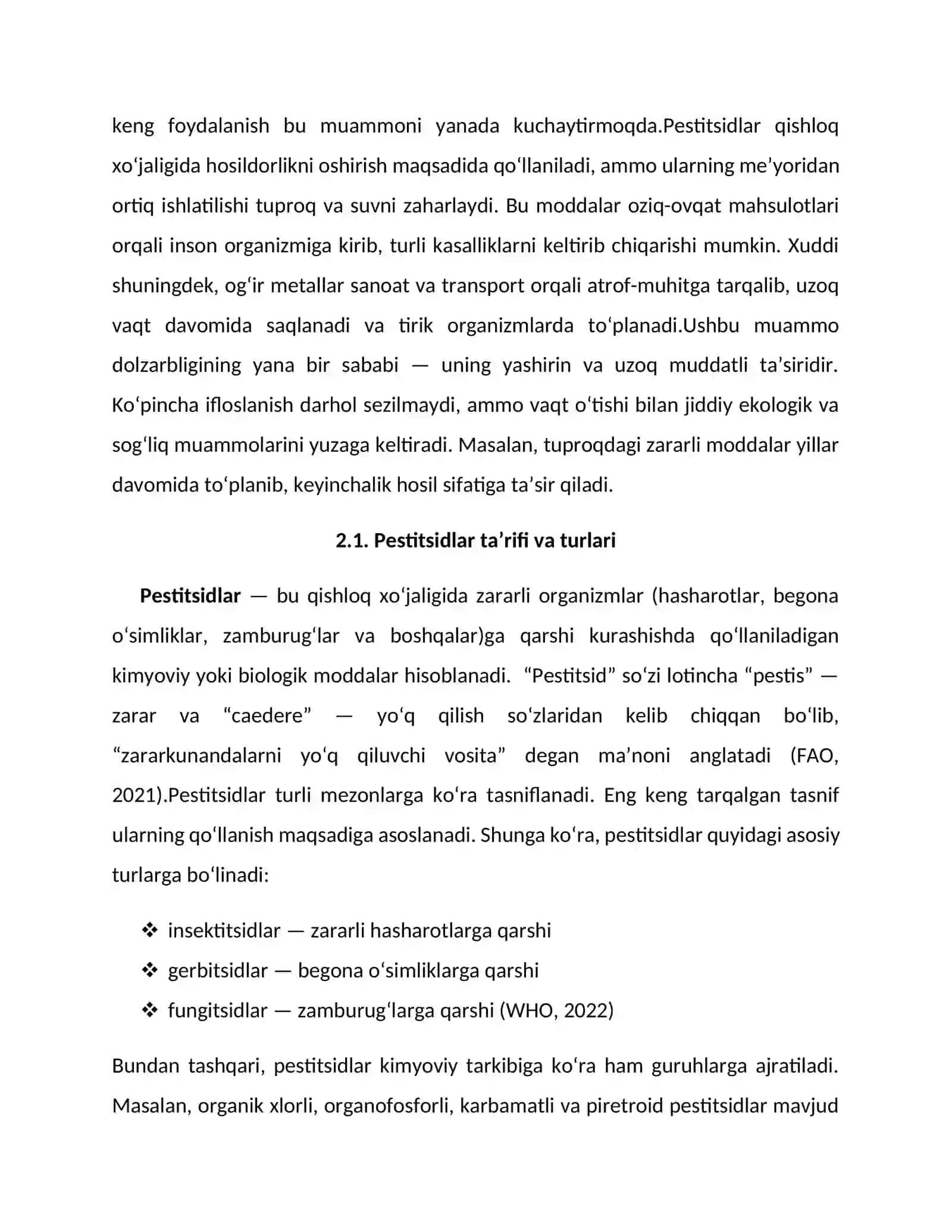 Pestitsidlar va og‘ir metallar bilan ifloslanishi 4