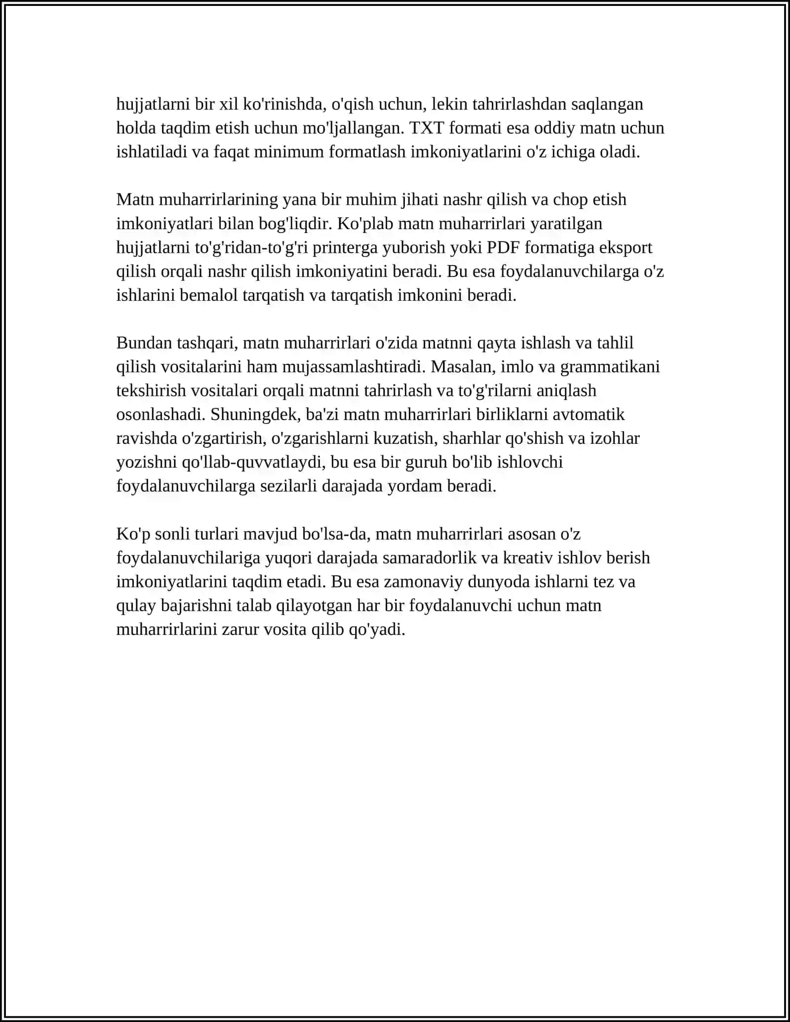 MATNLI HUJJATNI YARATISH VA QAYTA ISHLASH VOSITALARI 4