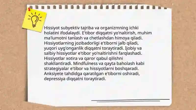 Bilish jarayonlaridan Hissiyot 4