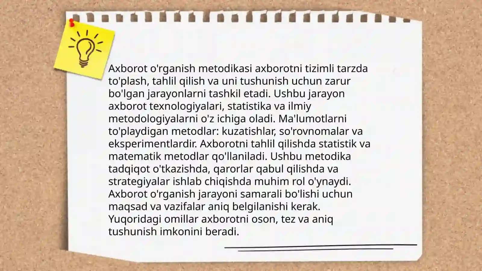 Axborot tushunchasini o'rganish metodikasi va uning turlari 4