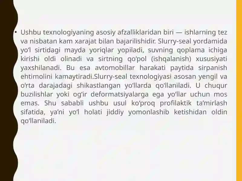 Slurry-seal (bitumli emulsiyali qorishma) texnologiyasi 4