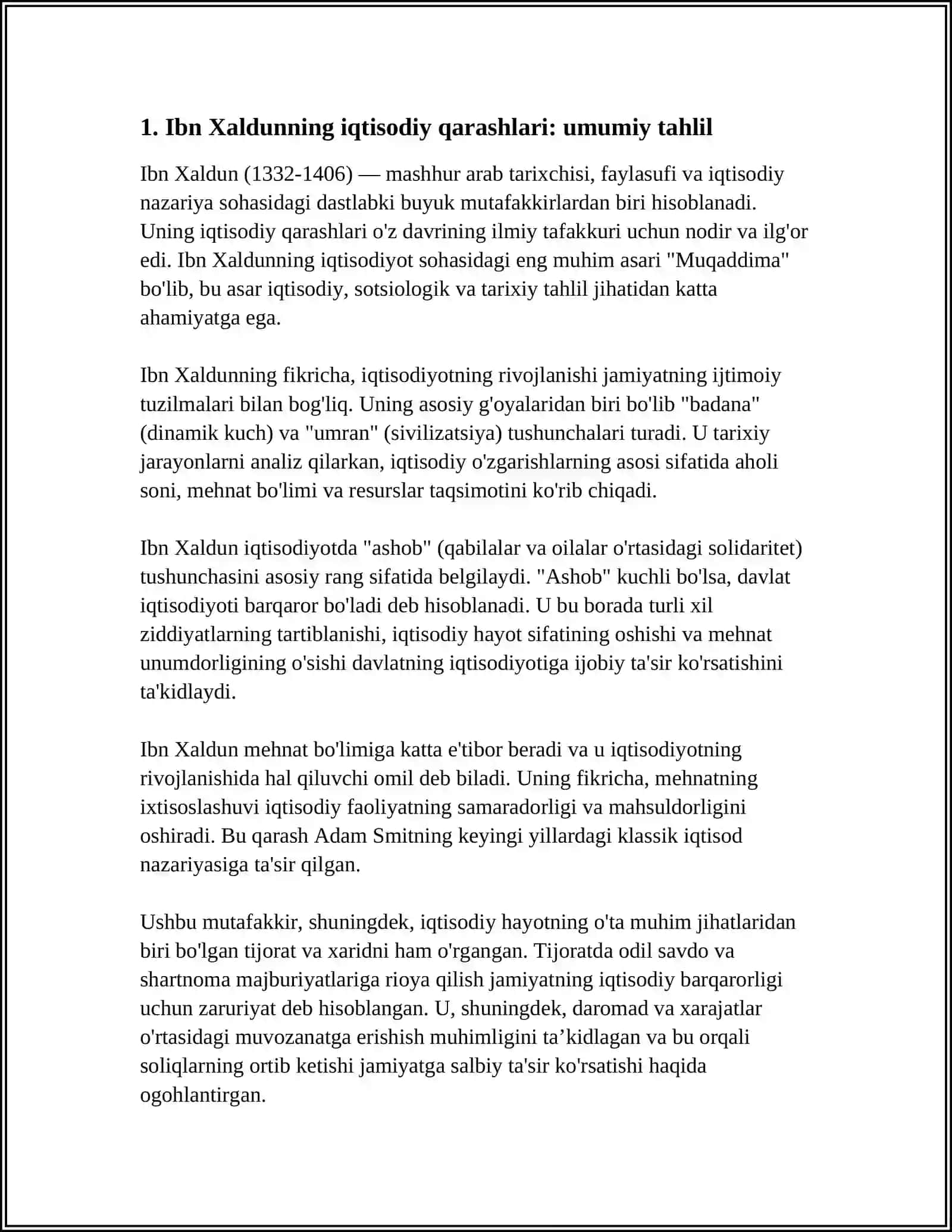 O'RTA ARSLARDA IBN HALDUNNING IQTISODIY QARASHLARI 4
