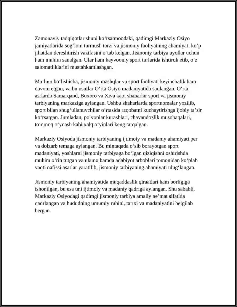 MARKAZIY OSIYODA QADIMGI DAVIR VA OʻRTA ASRLARDA JISMONIY TARBIYA 4