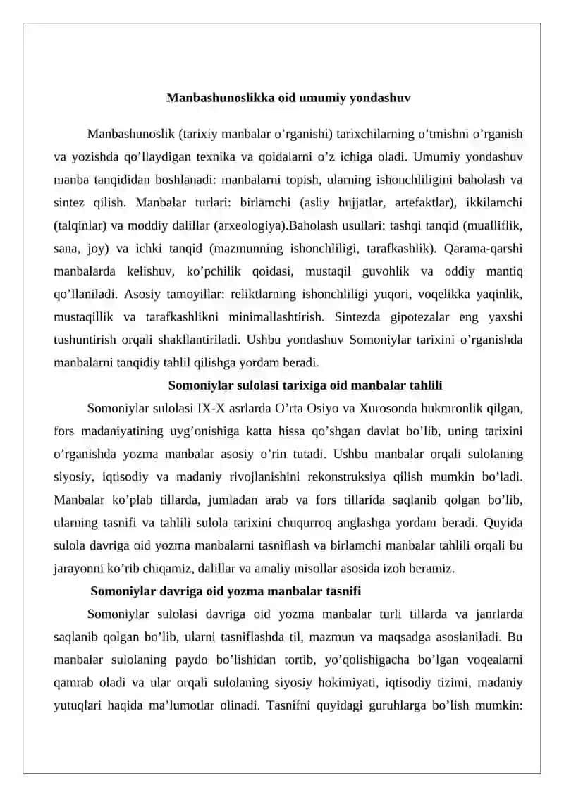 Somoniylar sulolasi tarixiga oid manbalar tahlili 4