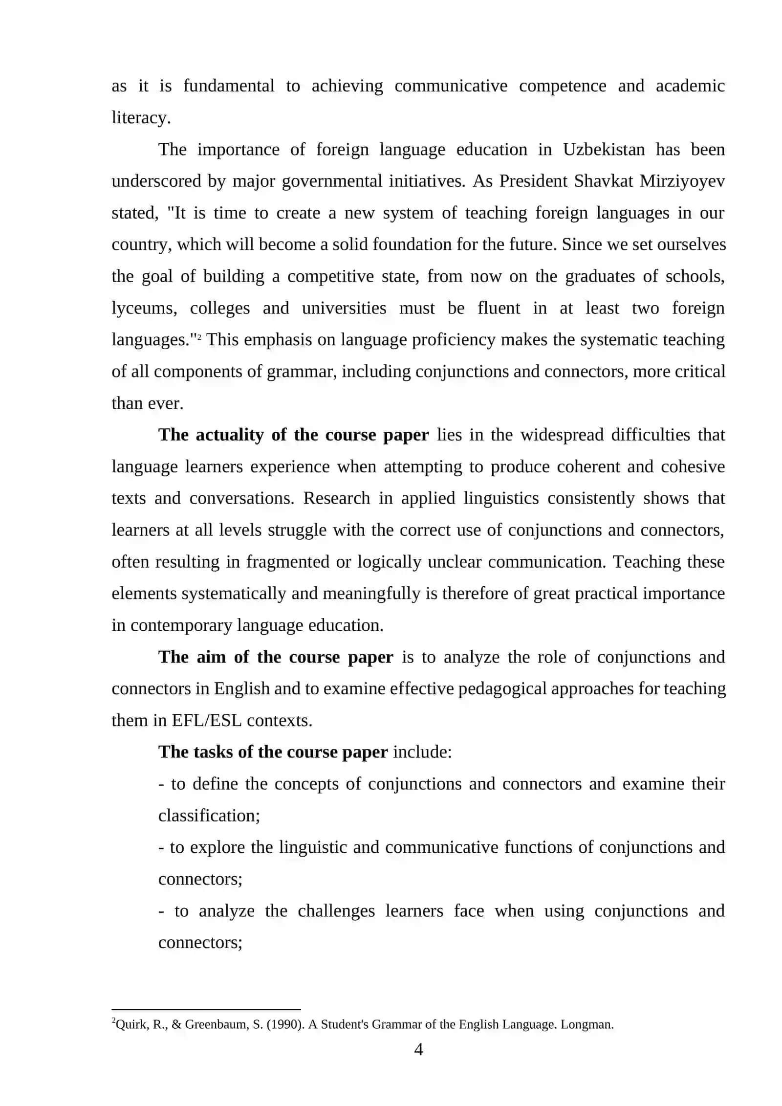 Course Paper on The Importance of Teaching Conjunctions and Connectors 4