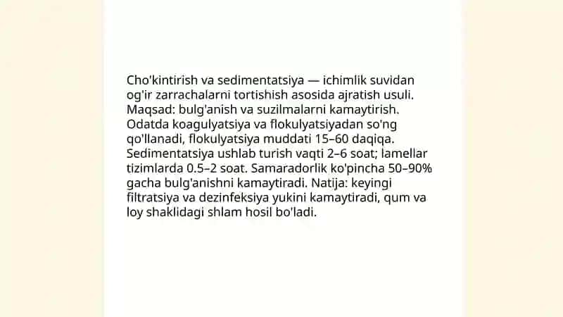 Ichimlik suvi sifatini yaxshilashning asosiy usullari 4