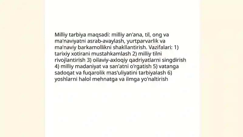 Milliy tarbiya yoʻnalishlari va milliy tarbiya usullari 4