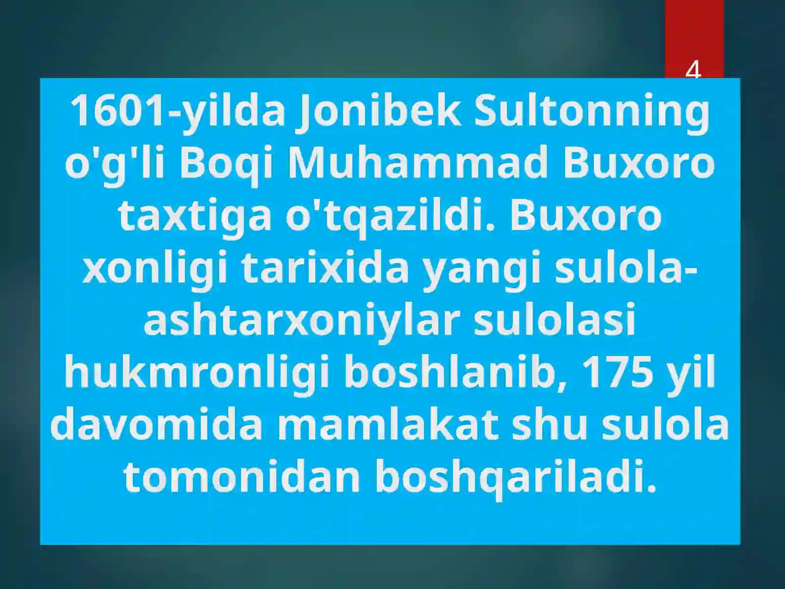 Ashtarxoniylarning hokimiyat tepasiga kelishi. 4