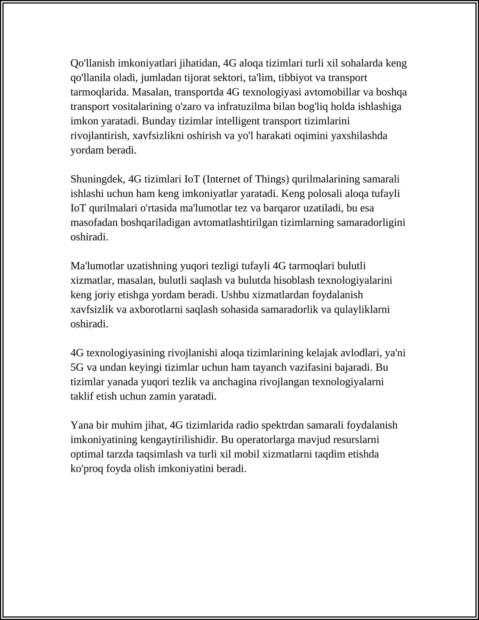 4G SOTALI ALOQA TIZIMLARI KONSEPSIYASI 4