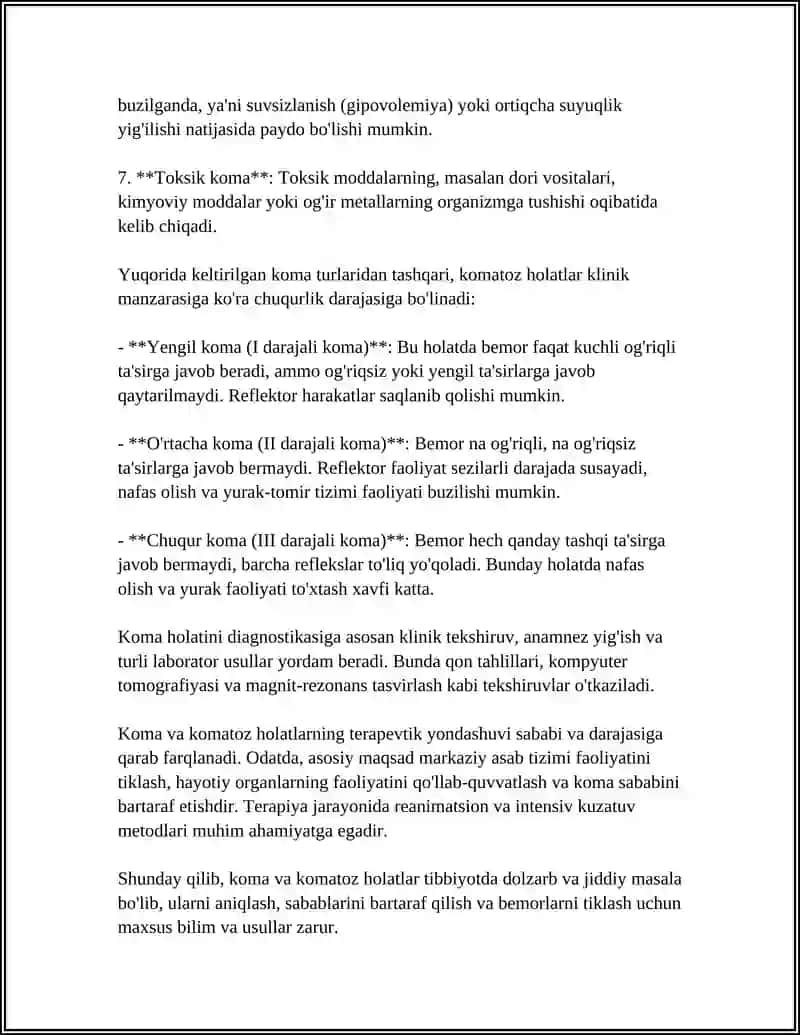 Koma, komatoz holatlar 4