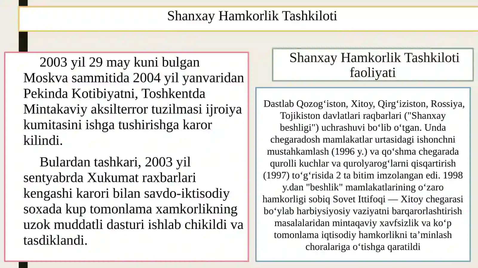 Shanxay hamkorlik tashkiloti va uning faoliyati 4