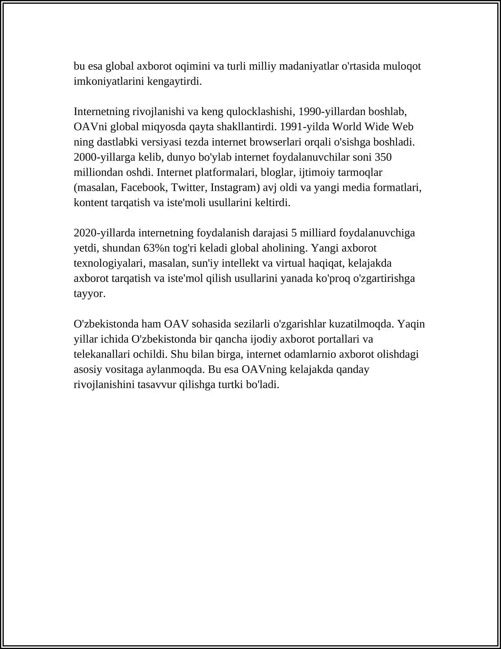MUSTAQIL ISH Mavzu: OMMAVIY AXBOROT VOSITALARI 4