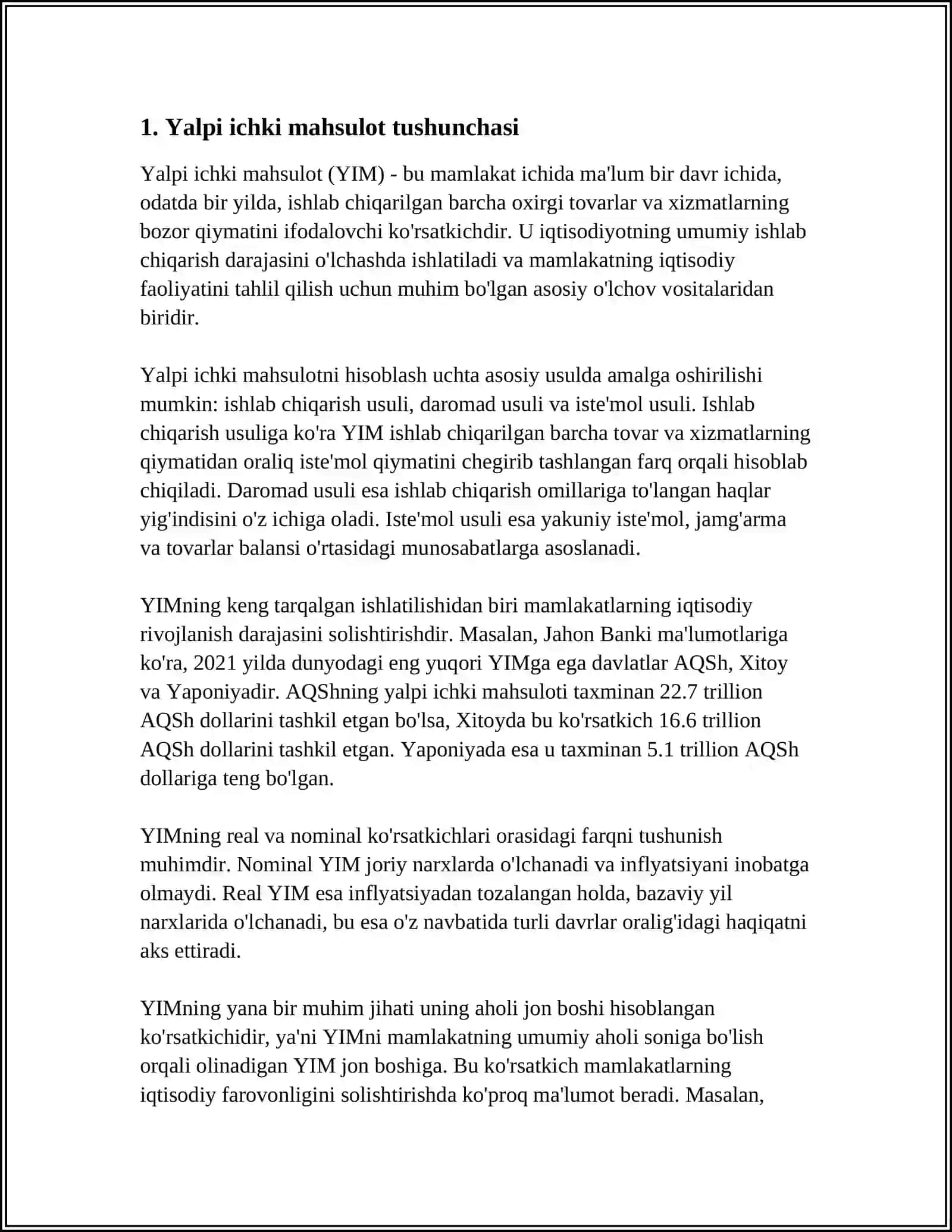 Yalpi ichki mahsulot tushunchasi 4