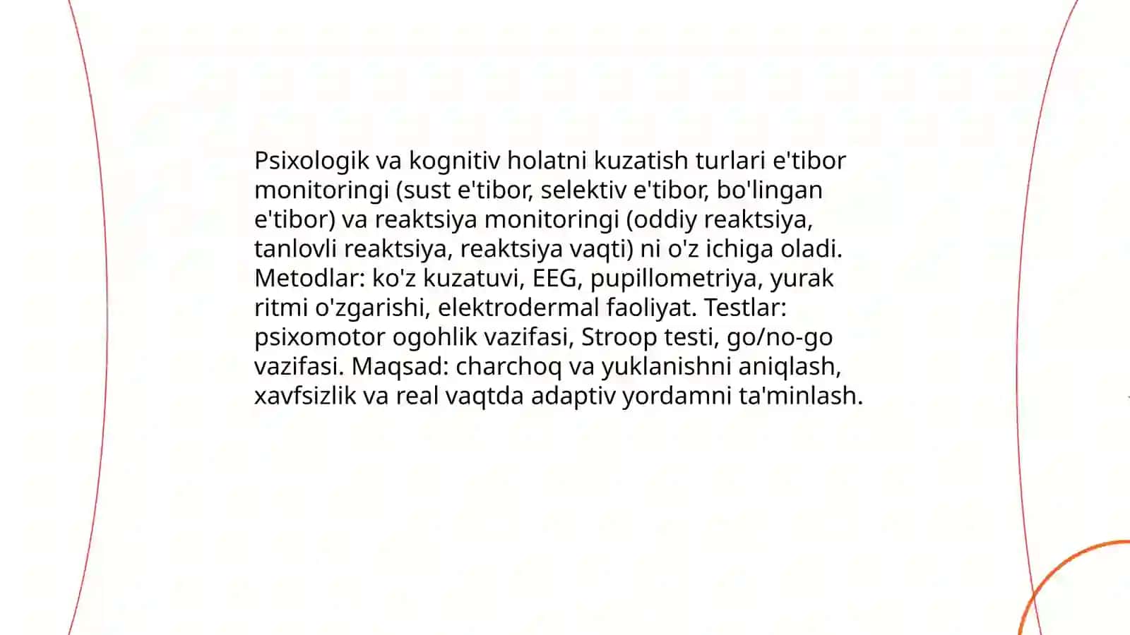 Operator holatini kuzatish turlarining tasnifi 4