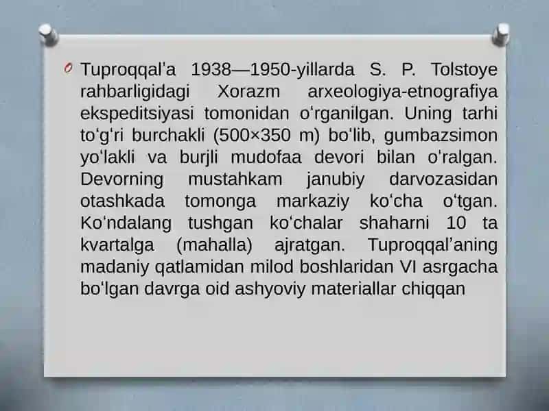 Tuproqqal’a yodgorligi 4